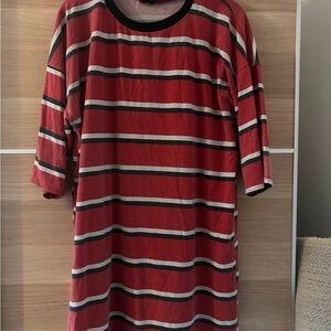 PrettyLittleThing Red and Black Striped Long Sleeve Tee